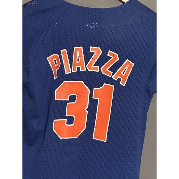 Majestic New York Mets Youth Baseball Jersey Blue Mike Piazza MLB 6541 METHY - Picture 11 of 14